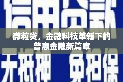 温泉微粒贷，金融科技革新下的普惠金融新篇章