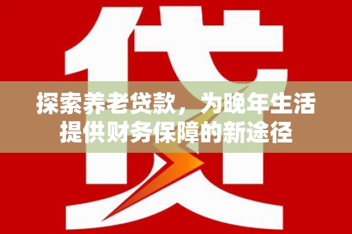 温泉探索养老贷款，为晚年生活提供财务保障的新途径