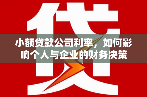 温泉小额贷款公司利率，如何影响个人与企业的财务决策