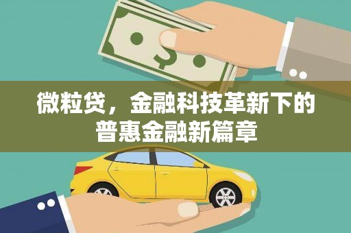 温泉微粒贷，金融科技革新下的普惠金融新篇章