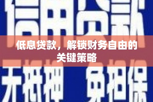 温泉低息贷款，解锁财务自由的关键策略