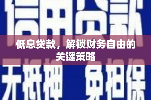 温泉低息贷款，解锁财务自由的关键策略