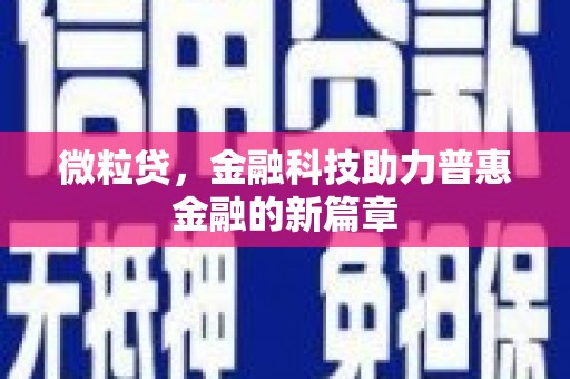 温泉微粒贷，金融科技助力普惠金融的新篇章
