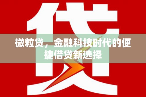 温泉微粒贷，金融科技时代的便捷借贷新选择